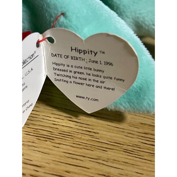 Ty Beanie Babies lot of 2 Green Hippity Tie Dye Hippie Bunny Rabbit Set VTG 96/9 - Picture 7 of 16